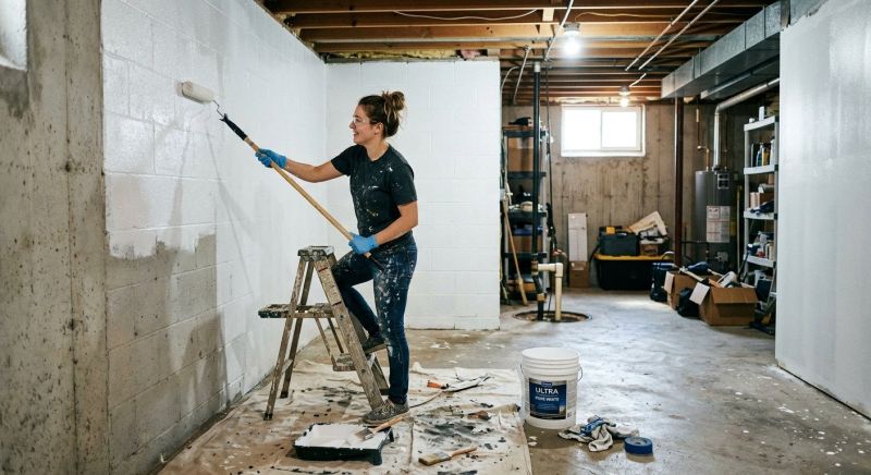 Basement Wall Painting in Wilmington, NC