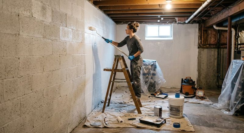 Basement Wall Painting in Wilmington, NC